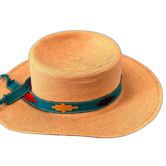 Vintage Palm Embroidered Banded Coastal Mexican Cowgirl Western Hat Summer Beach - Picture 1 of 8